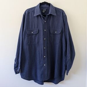 Vintage J Peterman Co 100% Cotton Blue Long Sleeve Button Up Shirt Mens Large
